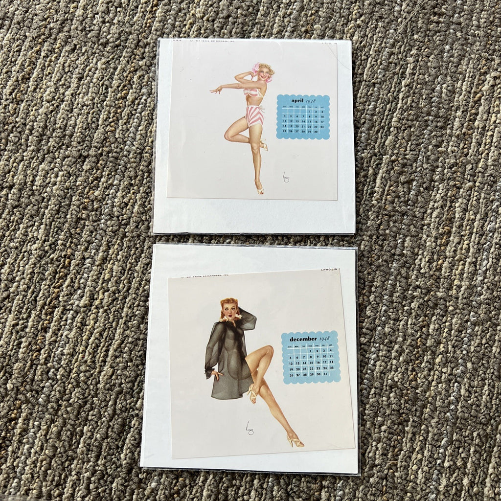 Lot of 10 1948 Varga Enterpises Girl Pin Up Mini Calendar Pages 2