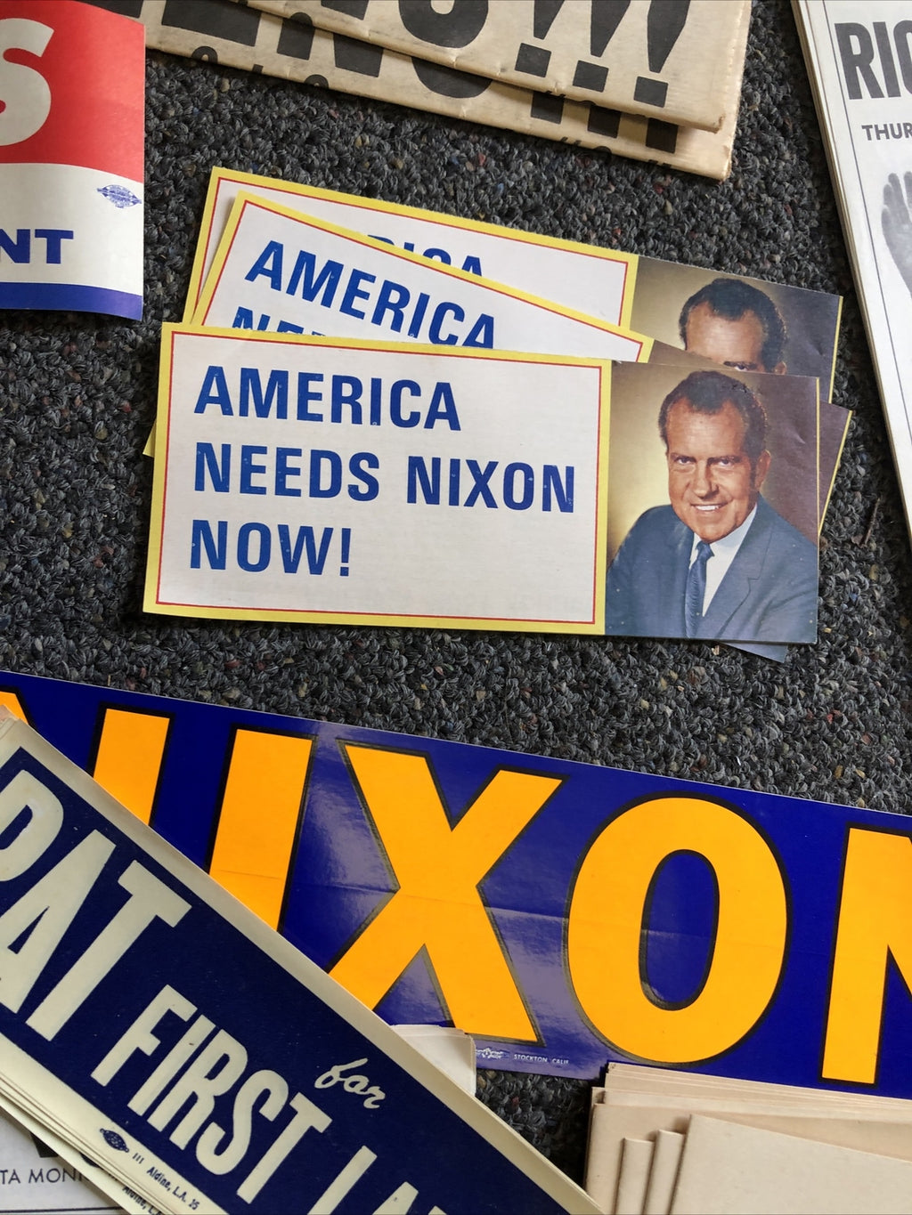 Richard Nixon for President Political Campaign Ephemera Stickers Newspaper Etc.9