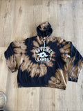 Outside Lands SF CA Festival Hoodie Bleach Dye Acid Wash Reworked Black Tan0