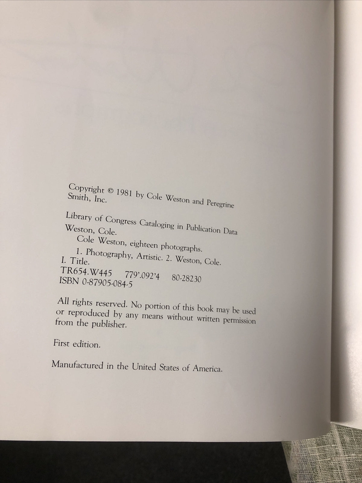 Cole Weston : 18 Photographs 19814