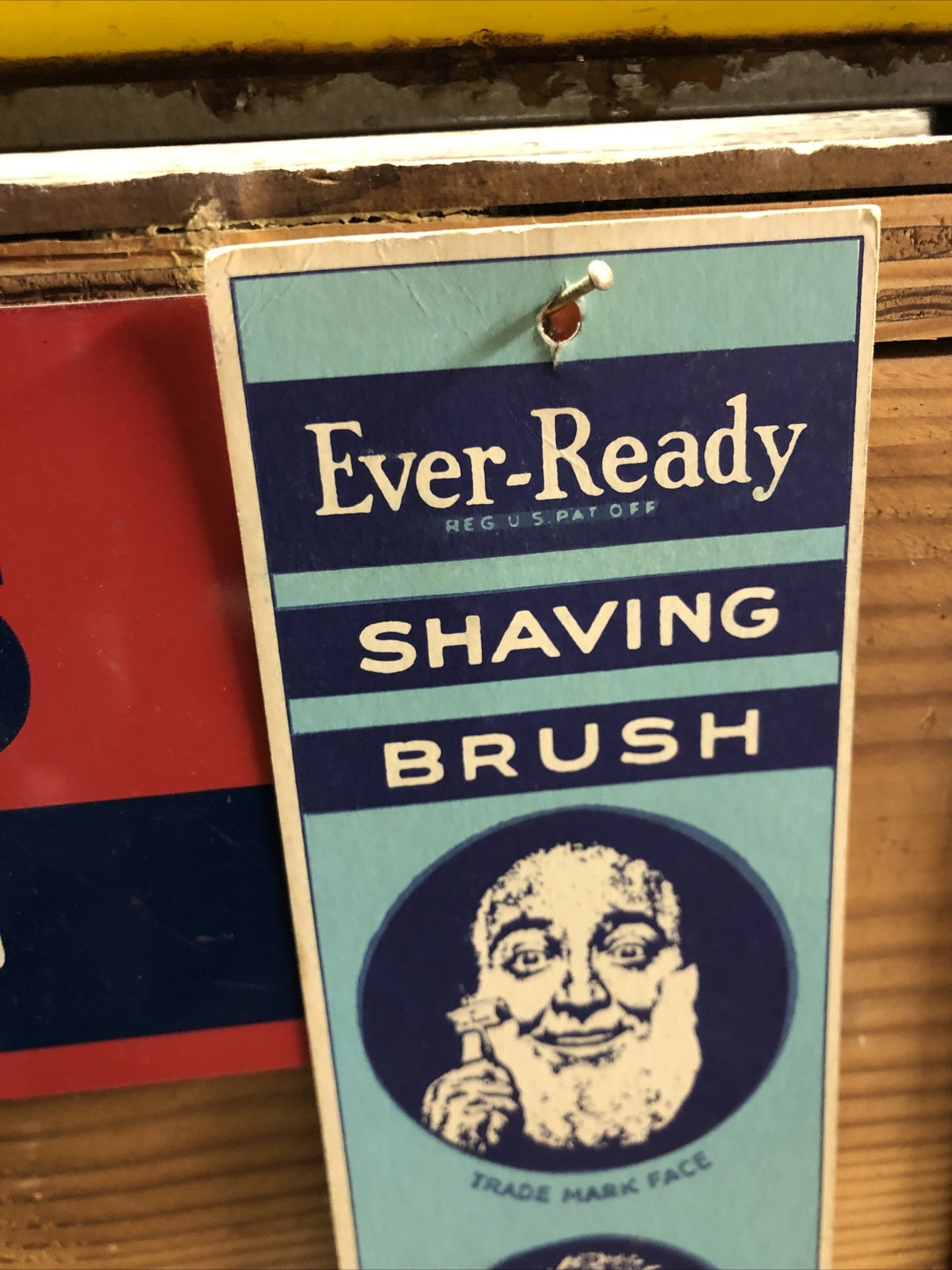 rare 1933 Ever-Ready shaving brush General Store Calendar Display Sign Barber1