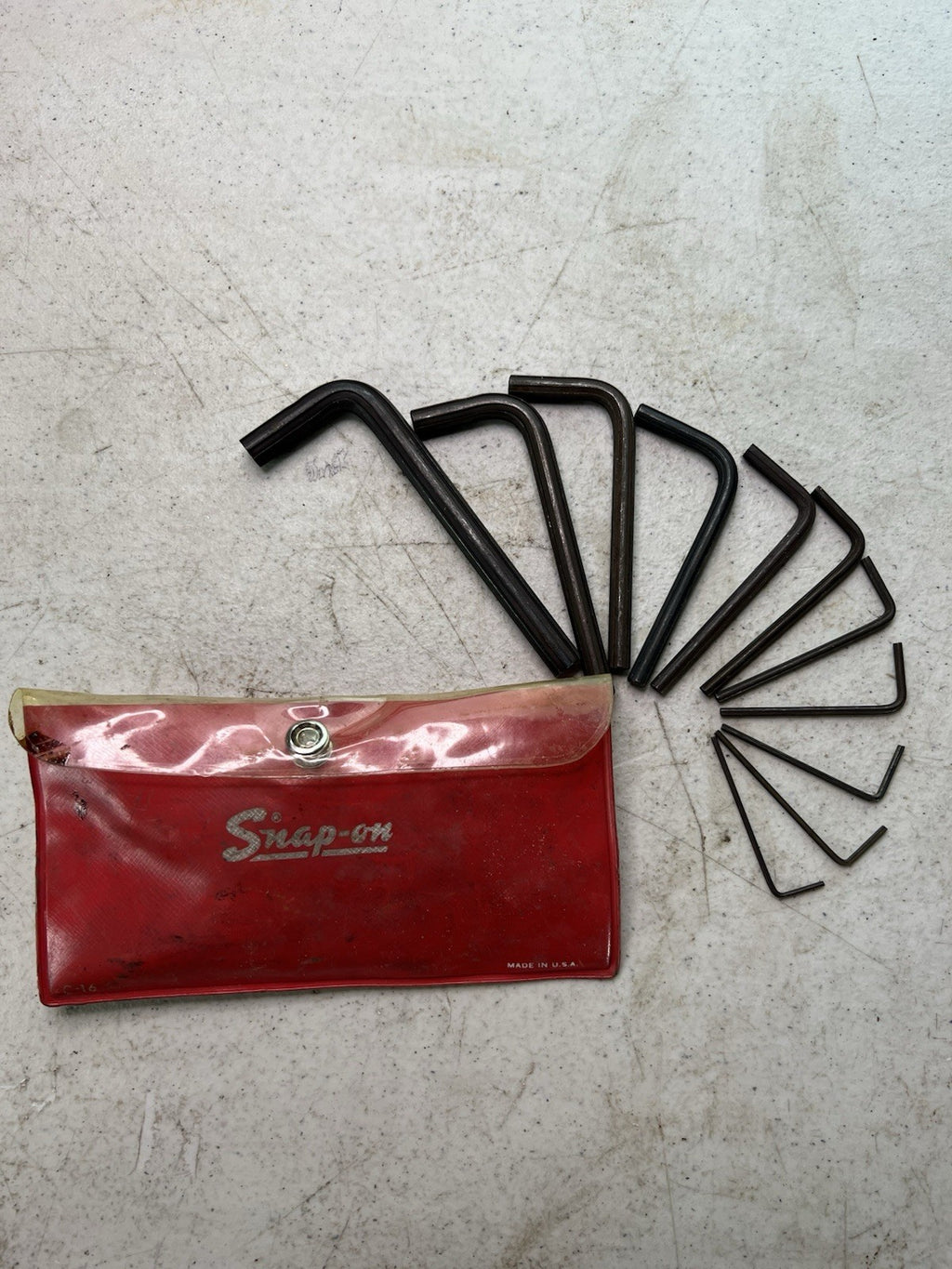 Vintage Snap‑On Hex Key Set  Red Vinyl C‑16 Pouch Made in U.S.A.0