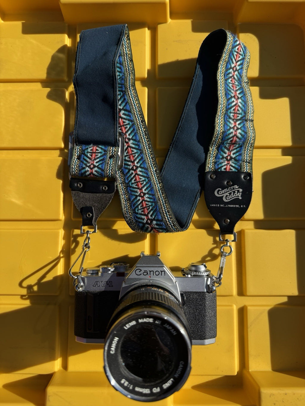 Canon AV-1 SLR Film Camera - Silver with Canon fd 135mm 1:3.5 lens With Strap0