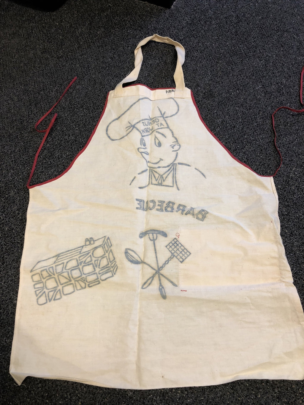 Vintage Barbecue Apron Bib “Genius At Work” Humor6