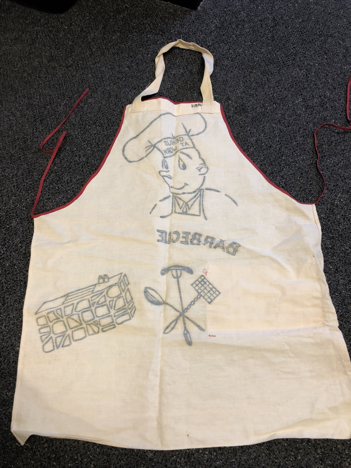 Vintage Barbecue Apron Bib “Genius At Work” Humor6