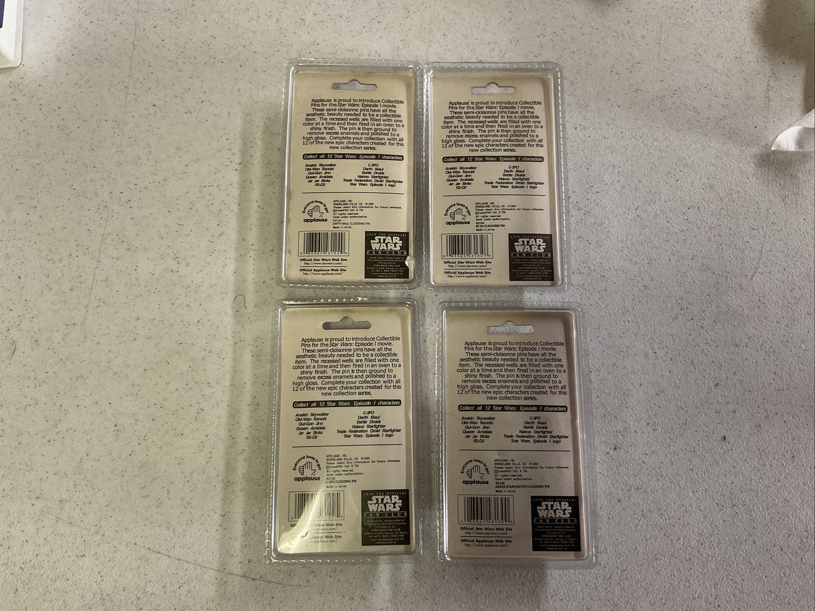 Vintage Star Wars Episode 1 Pins Lot Of 4 Sealed5