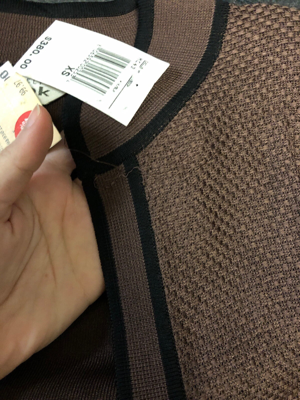 Exclusively Misook Brown Black Print Long Sweater Cardigan Size XS6