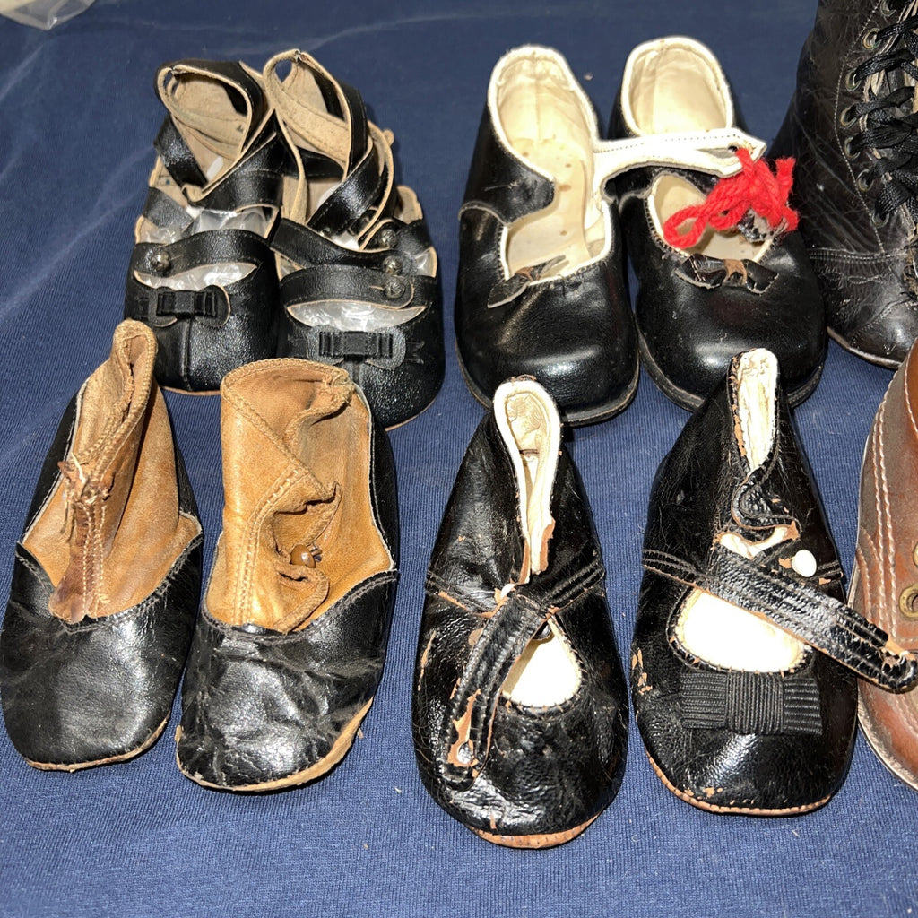 Lot of 8 Antique Doll Shoes Large Sizes Various Conditions Various Sizes 1
