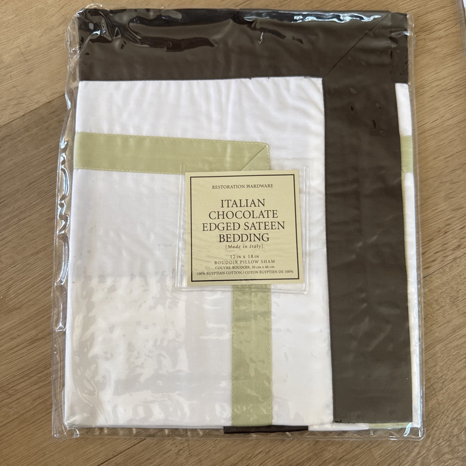 Restoration Hardware Italian Chocolate Edged Sateen - BOUDOIR Pillow Shams 12x183