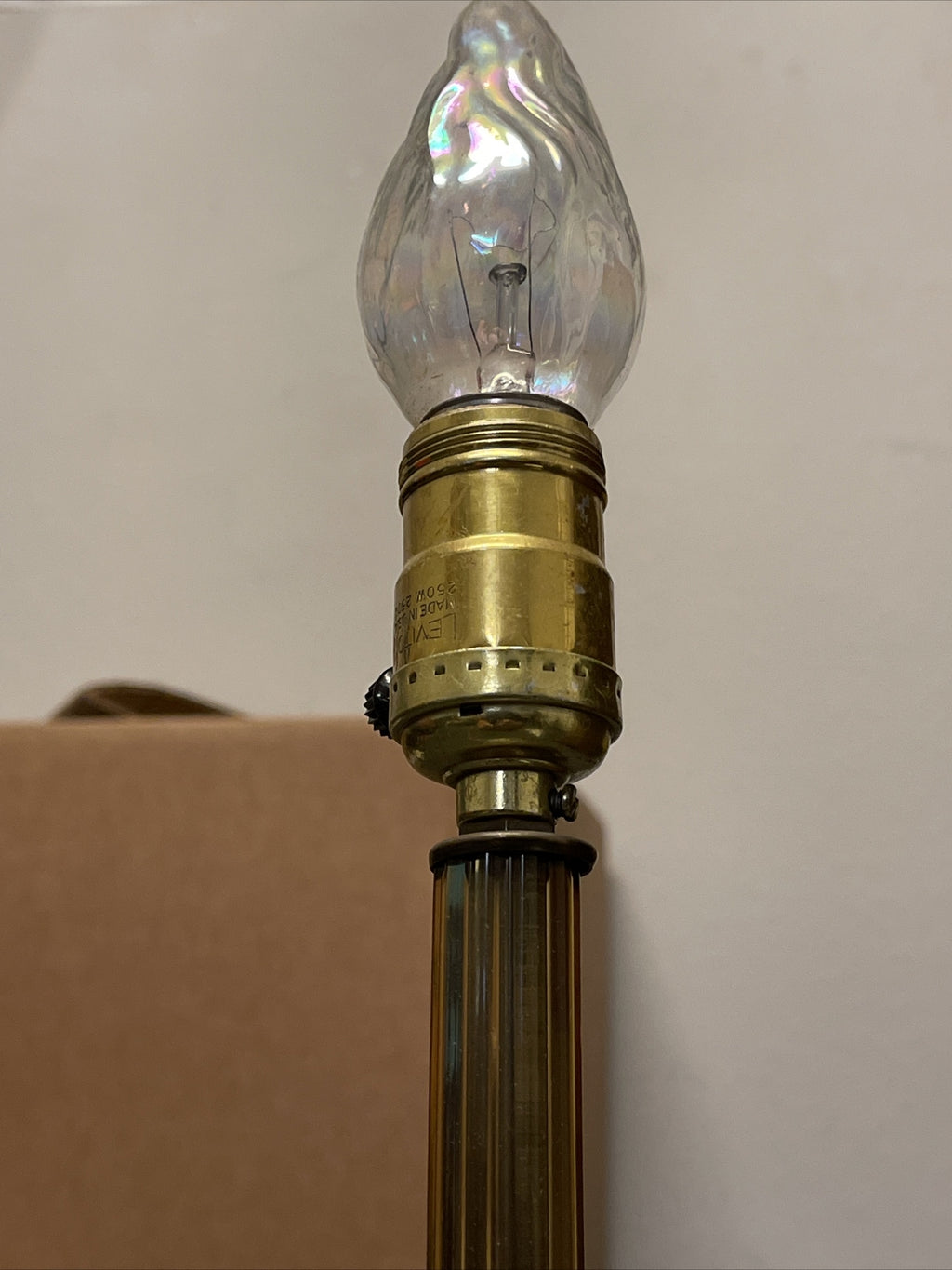1940's Clear Glass Stacked Candlestick Table Lamp2