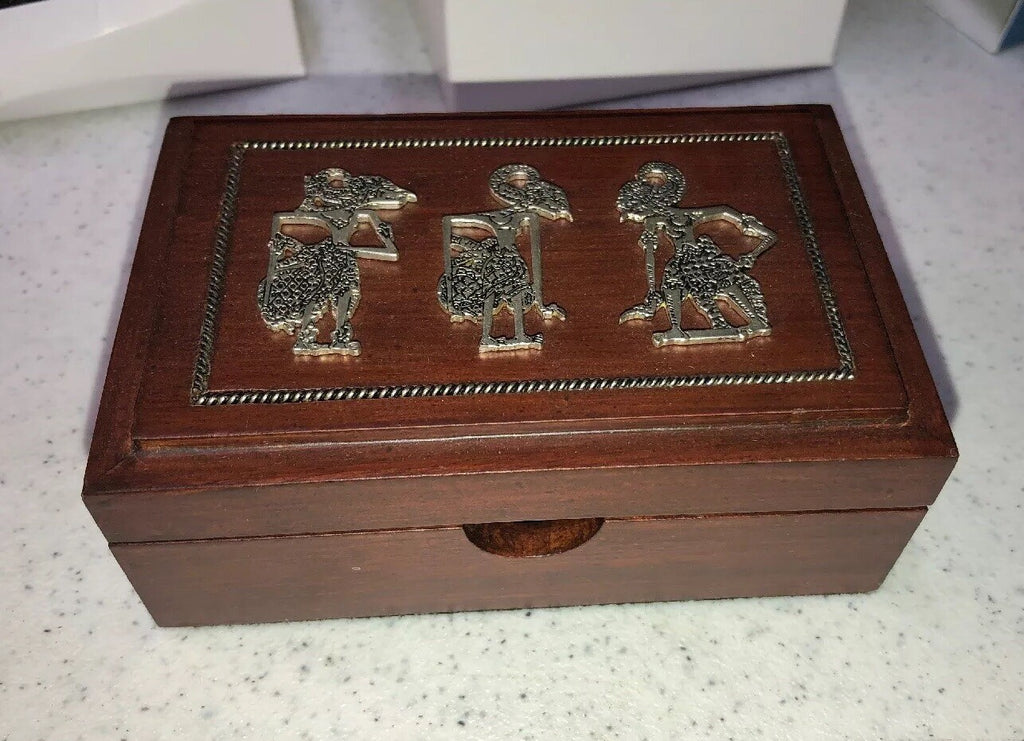 Small Indonesia Jewelry Accessories 4in x3in Box With Copper Brass Art On Top1