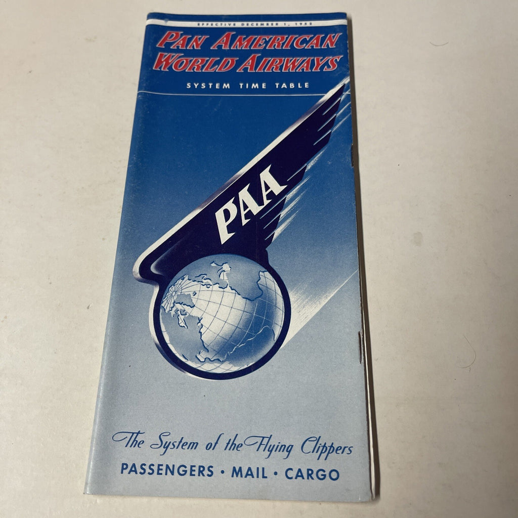 Pan American December 1952 AIRLINE TIMETABLE SCHEDULE Brochure flight Map0