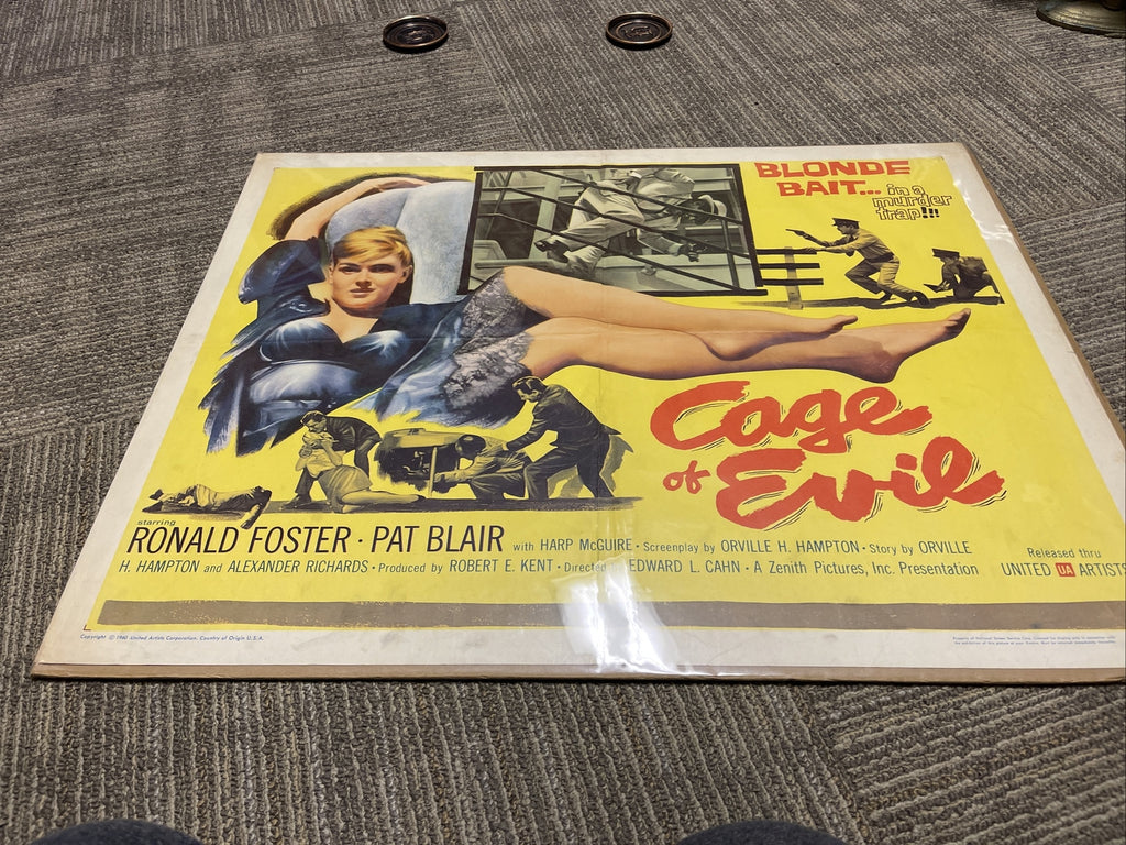 1960 Cage Of Evil Half Sheet Movie Poster Folded Pat Blair Ronald Foster0