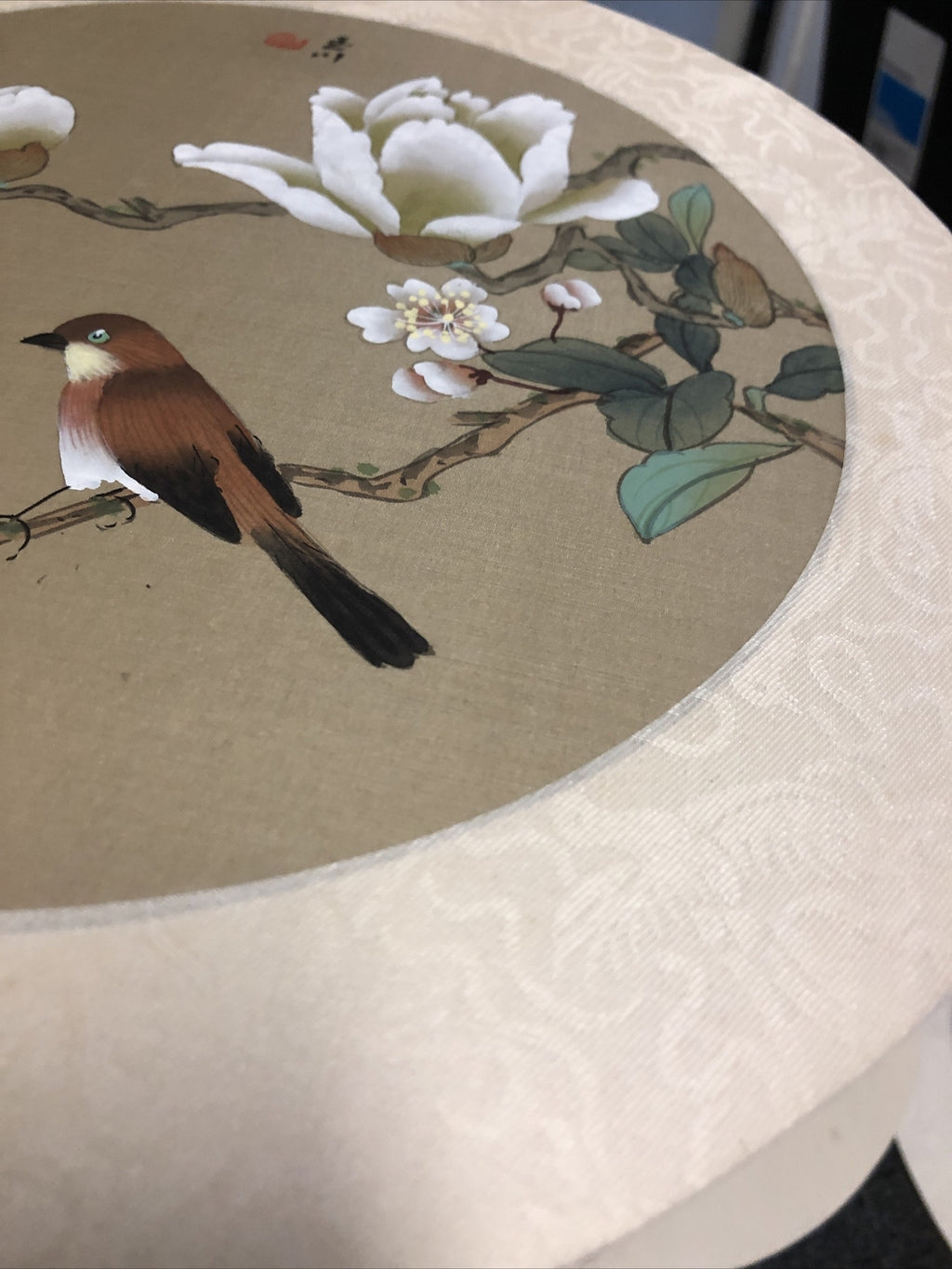 Vintage Lot Of 3 Chinese Silk Paintings Birds Floral 12”5