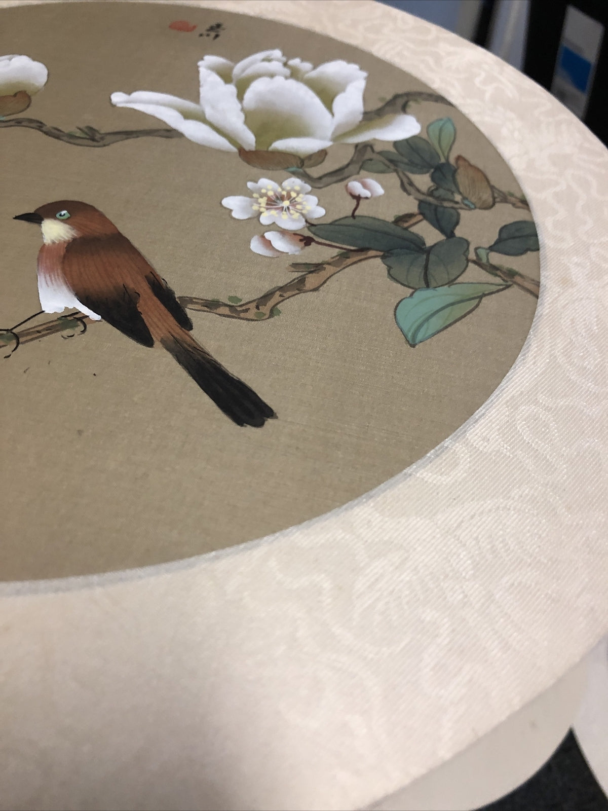 Vintage Lot Of 3 Chinese Silk Paintings Birds Floral 12”5