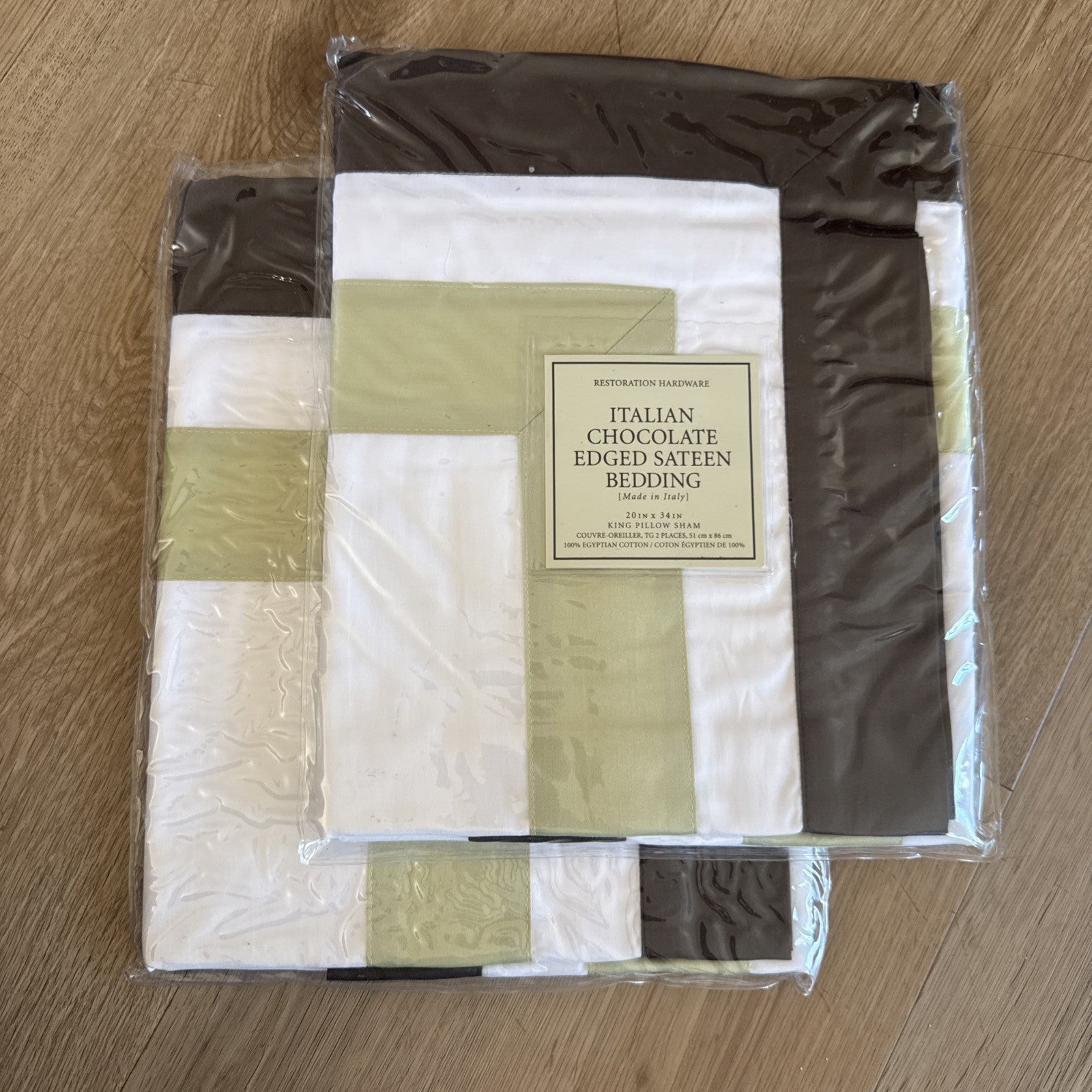 Restoration Hardware Italian Chocolate Edged Sateen - BOUDOIR Pillow Shams 20x340