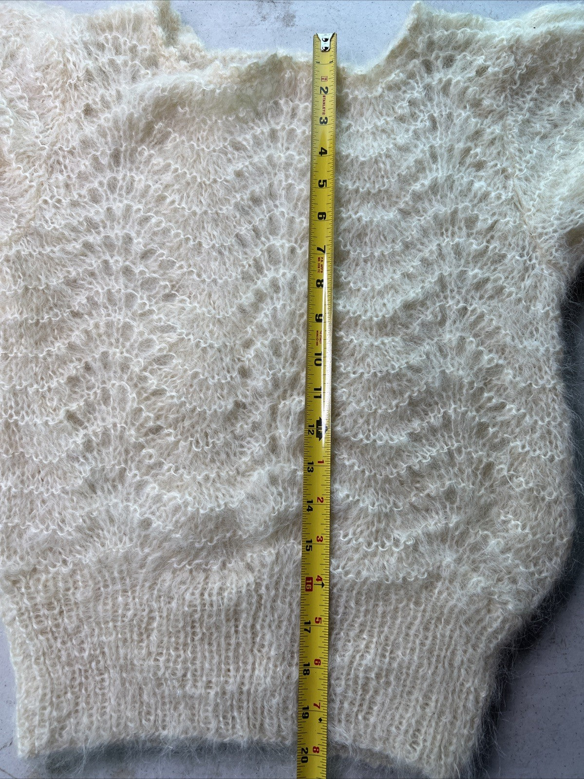 Vintage Crocheted  Sweater By Sally Car With Faux Fur Trim Made In England2