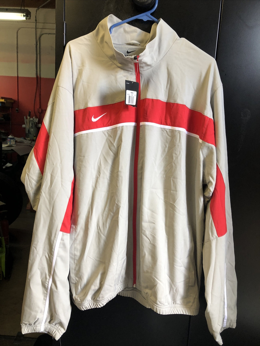 Mens Nike Full Zip Grey/Red Jacket Size XXL 2XL NOS0
