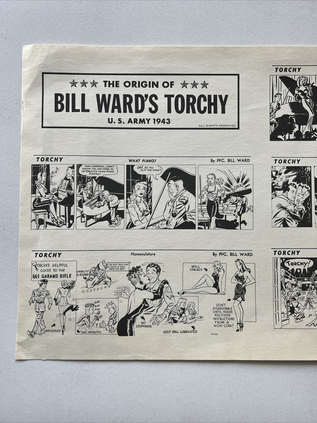 BILL WARD’S TORCHY 1943 US Army ANIMATION COMIC STRIP SIGNED By BILL WARD2