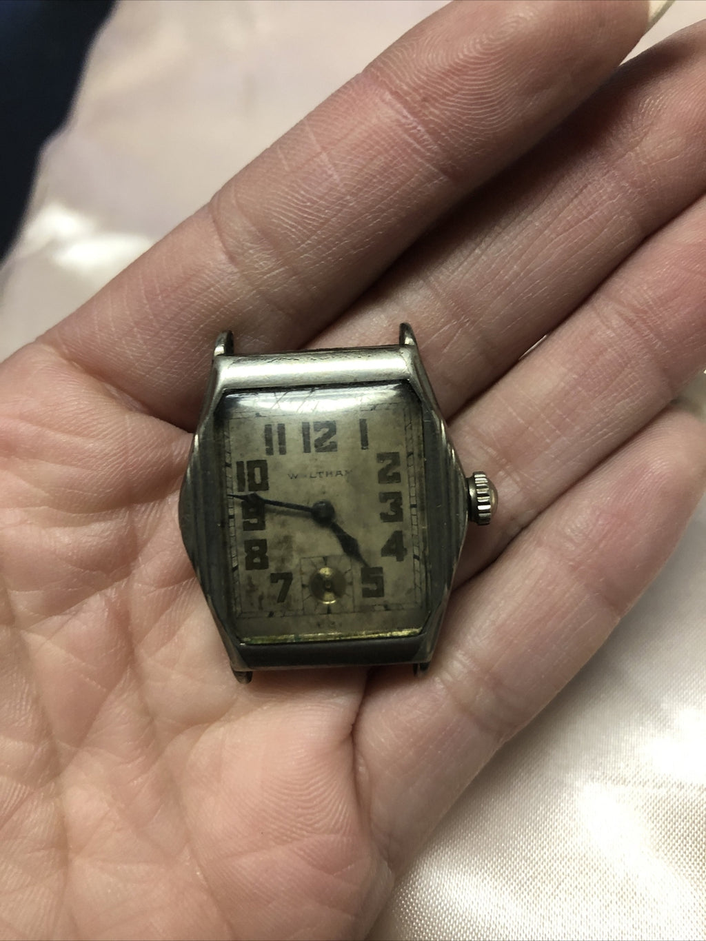 Vintage Waltham Wristwatch Mens Art Deco For Parts Or Repair Not Running No Band4