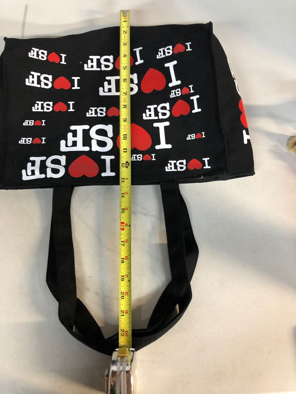 San Francisco Purse Handbag Makeup Tote Reusable Bag - Black, "I Love SF" Heart1