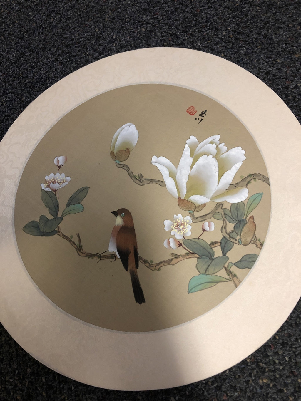Vintage Lot Of 3 Chinese Silk Paintings Birds Floral 12”3