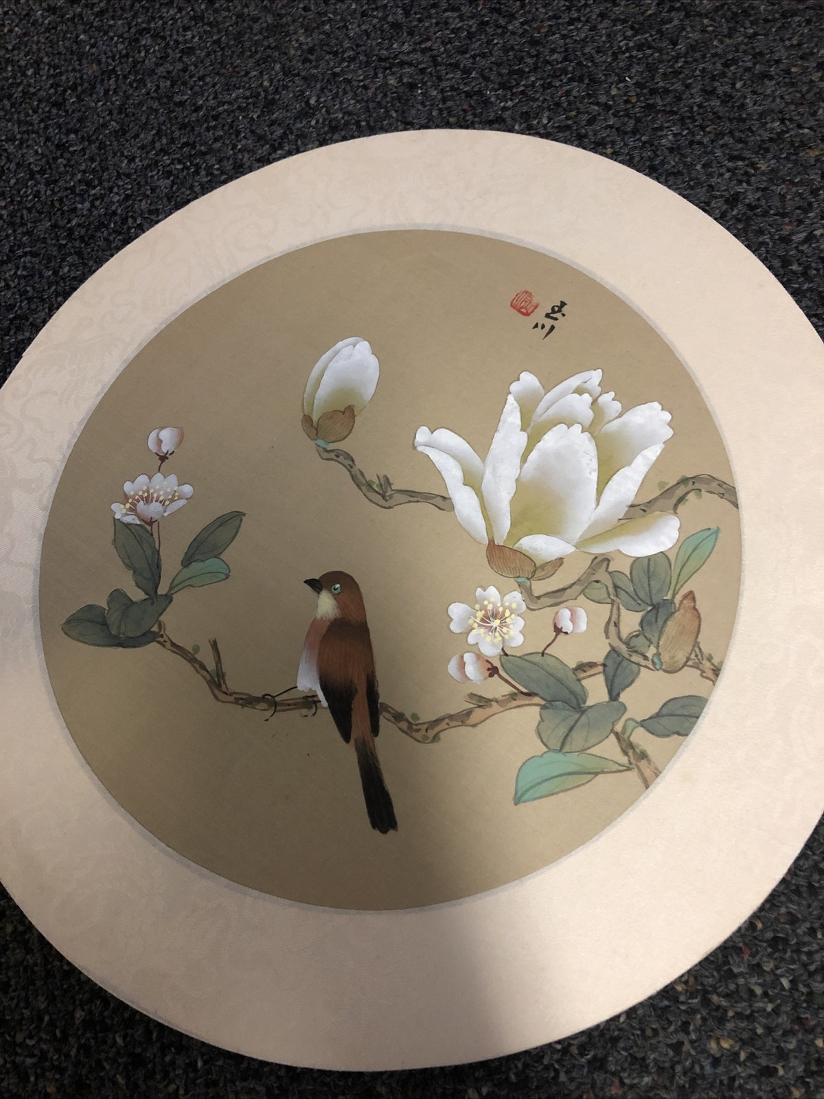 Vintage Lot Of 3 Chinese Silk Paintings Birds Floral 12”3