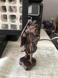 Vintage Hand Carved Wooden Japanese Figurine 9” Tall0