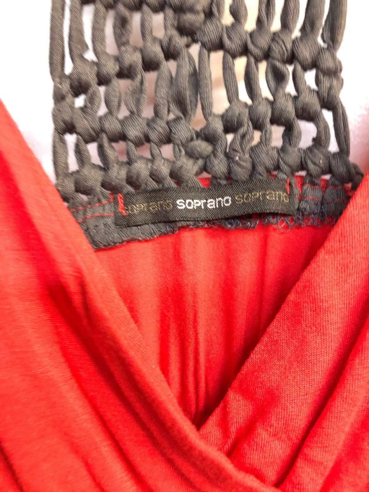 Soprano Sexy Red Fancy V-Neck Thick Straps Stretchy Dress Small1