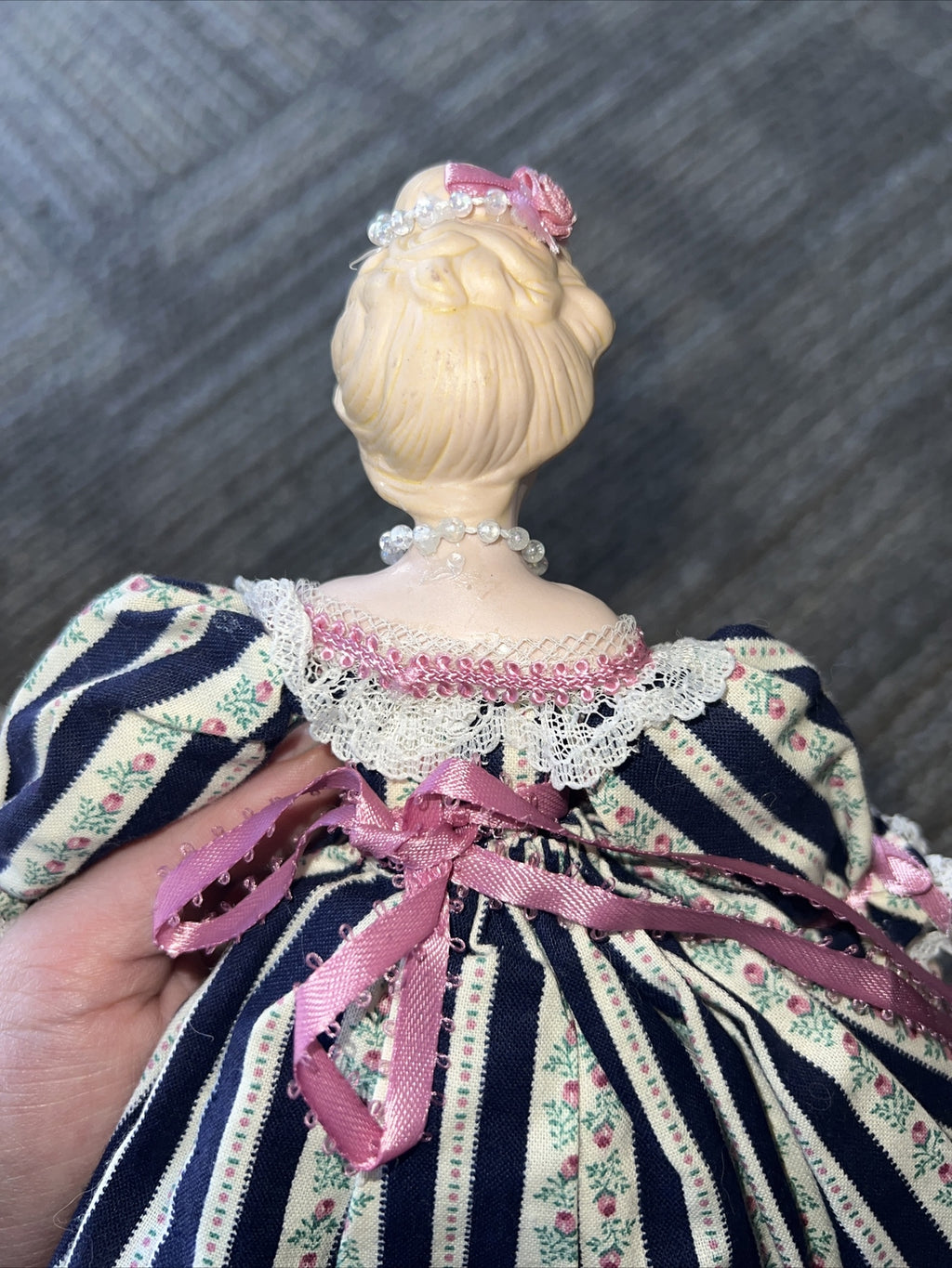 Vintage 9” Small Bisque Doll Cloth Body6