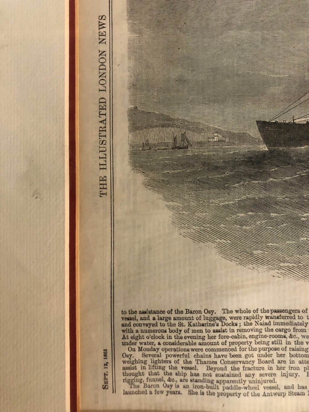 1863 Illustrated London News Print Saloon Steamer Iona Hutcheson & Glasgow Frame1