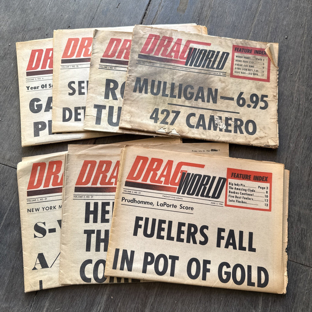 Vintage 1966 Drag World Magazine Lot of 7 NHRA AHRA Prudhomme Garlits News0