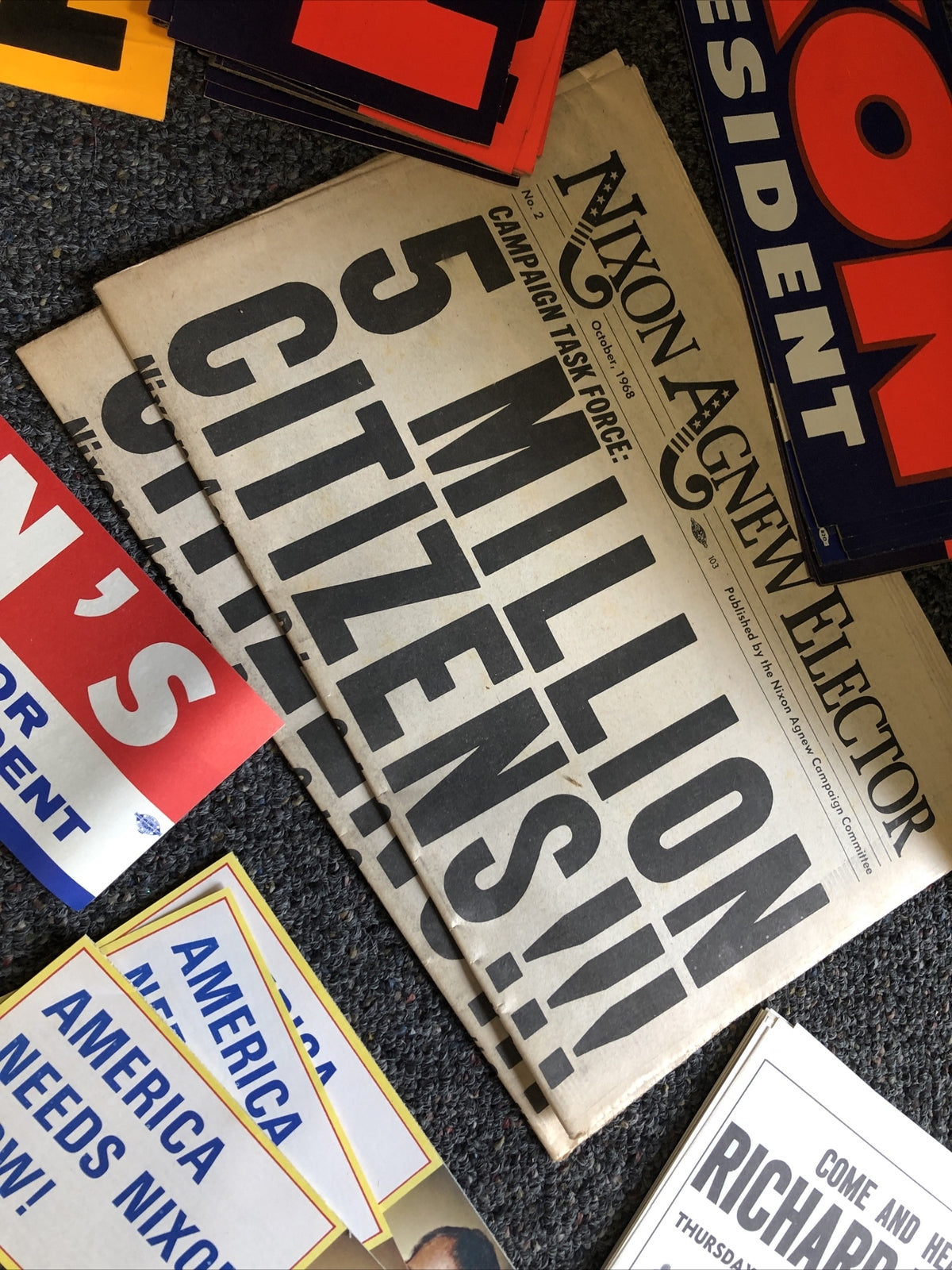 Richard Nixon for President Political Campaign Ephemera Stickers Newspaper Etc.7