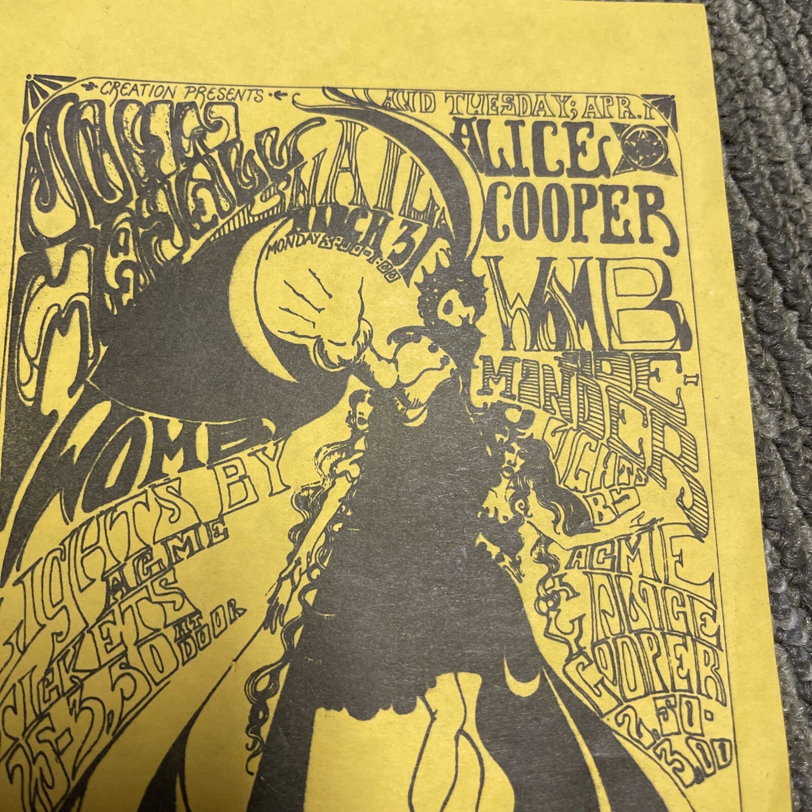 1969? Alice Cooper Womb Snail Straight Theater Era Concert Handbill2