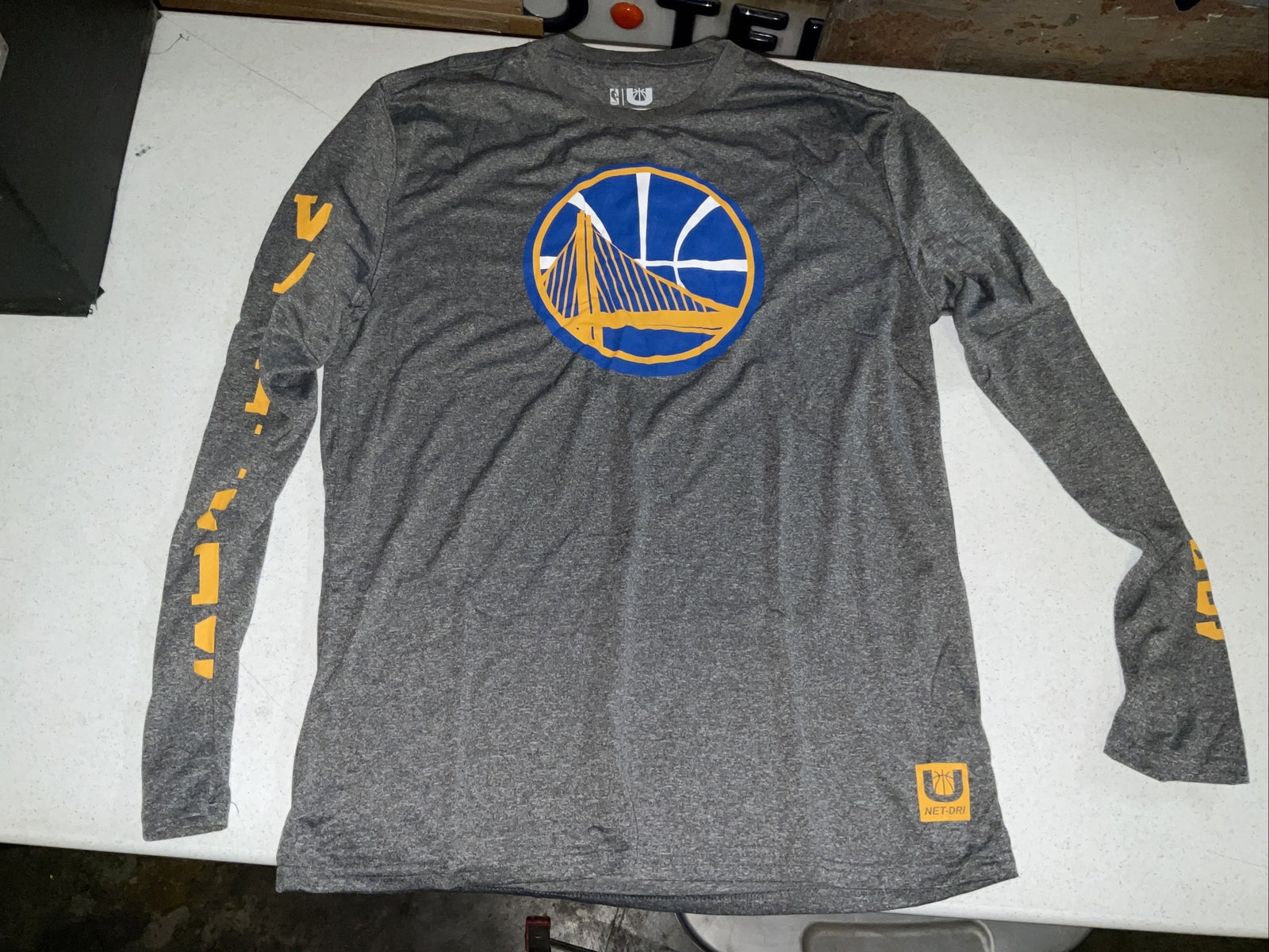 Golden State Warriors NBA Net-Dri Polyester Gray Embellished Long Sleeve SizeL 0