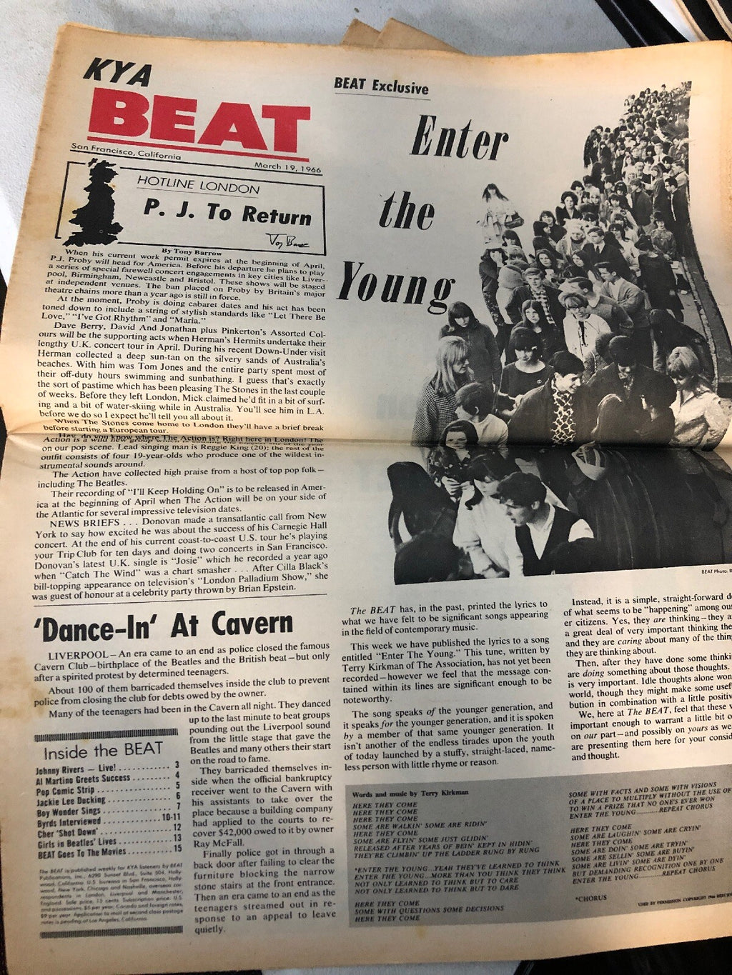 KYA Beat 1966 Teen Magazine vol.1 No. 34 Herb Alpert Rolling Stones ANIMALS CHER2