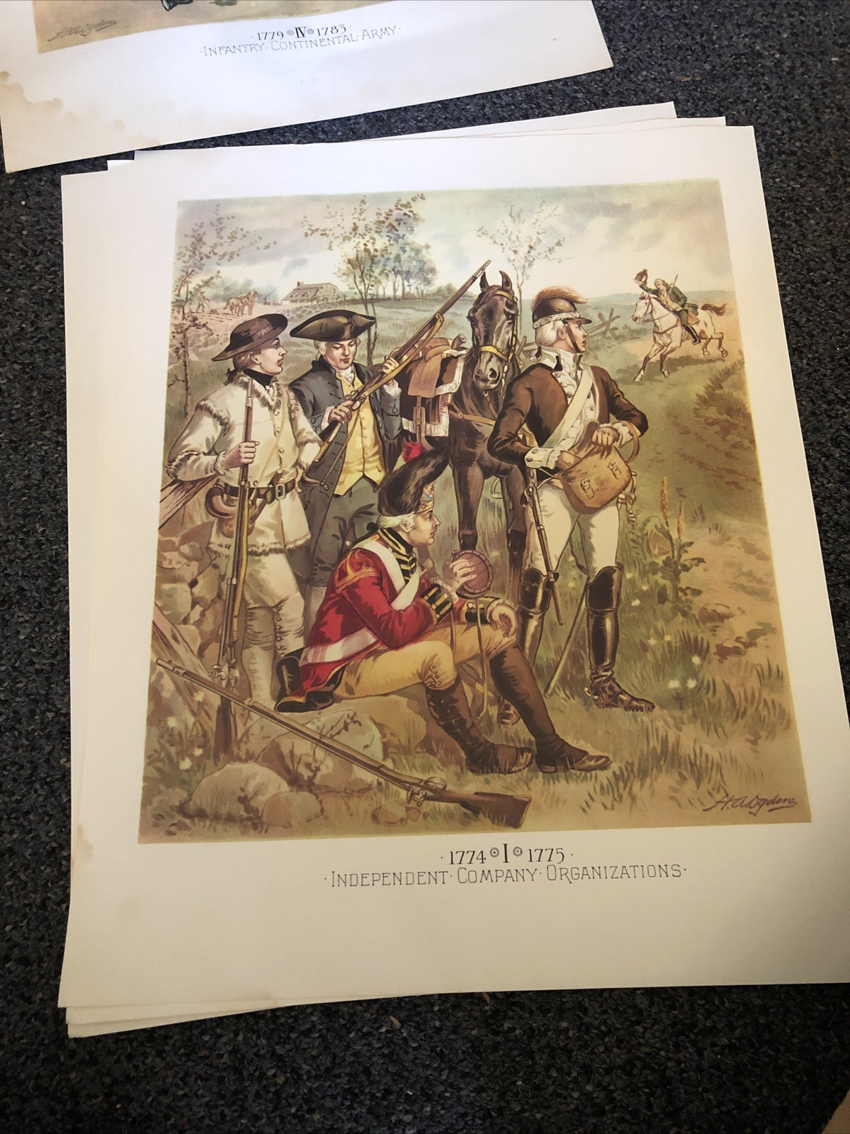 UNIFORMS OF THE UNITED STATES ARMY 4 PRints By H. A. Ogden Stained See Pics3