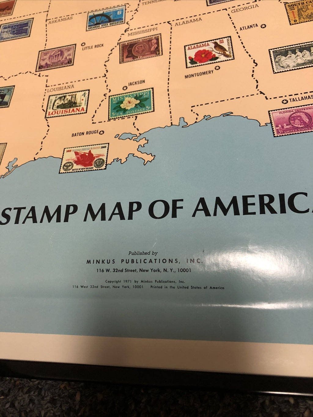 Stamp Map Of America Poster 36”X23”1
