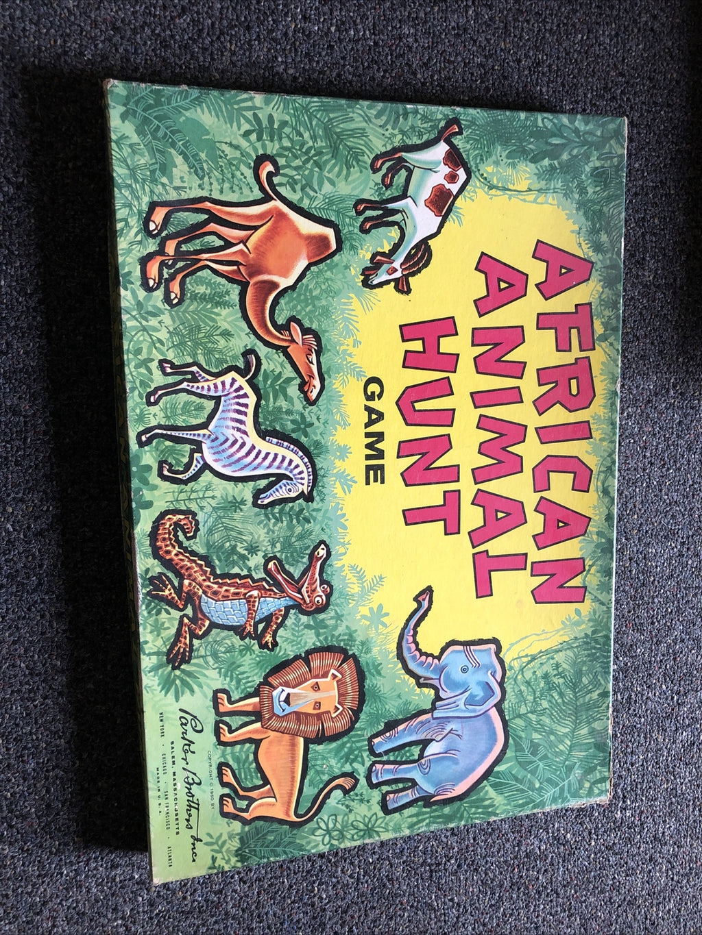 Vintage Parker Brothers African Animal Hunt Board Game with Animals 19600