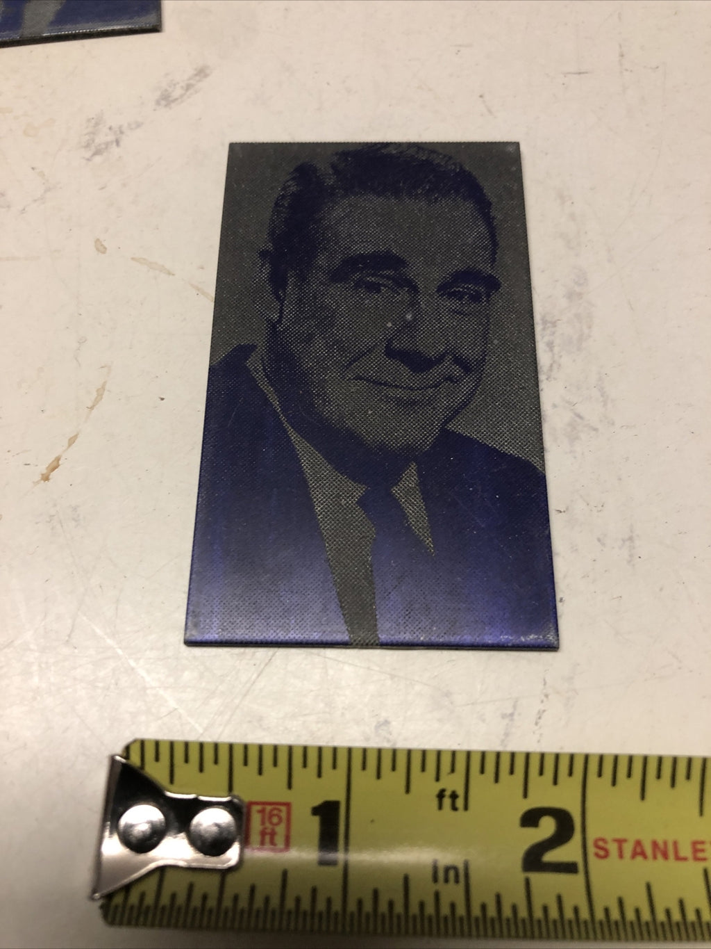 Antique Metal Printing Plate Block Photo Negative 2x3 Inch” Middle Age Man Suit0