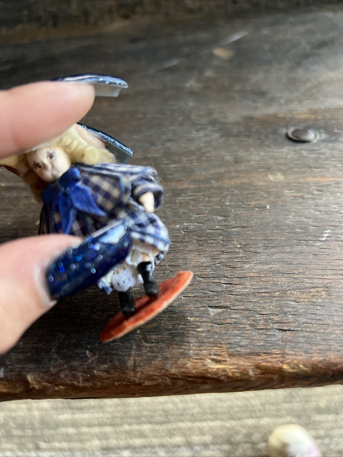 Vintage Miniature Dollhouse Art Doll 2” Hand Painted Detailed Rare3