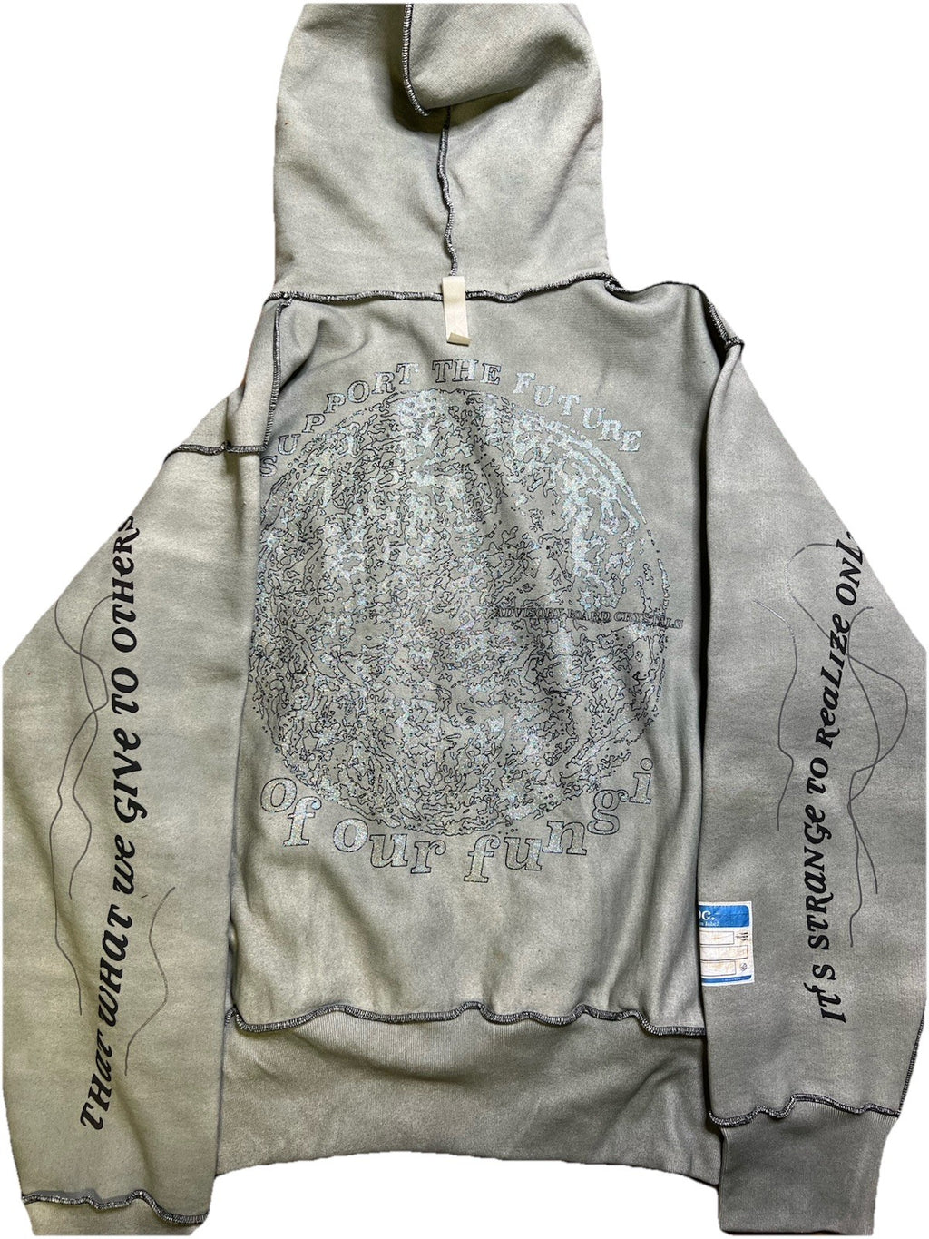 RARE ABC Advisory Board Crystals Hoodie XXL Grey Mushroom Graphic Comes Back To5