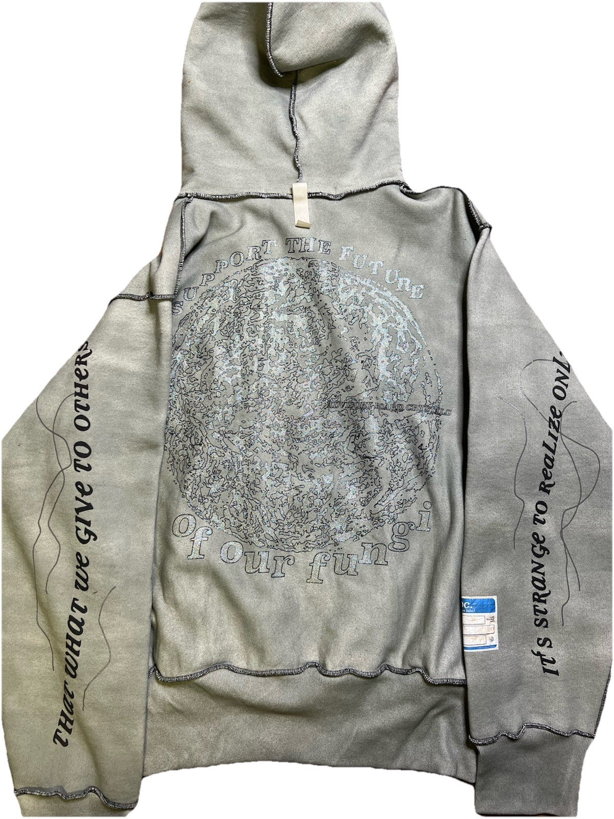 RARE ABC Advisory Board Crystals Hoodie XXL Grey Mushroom Graphic Comes Back To5