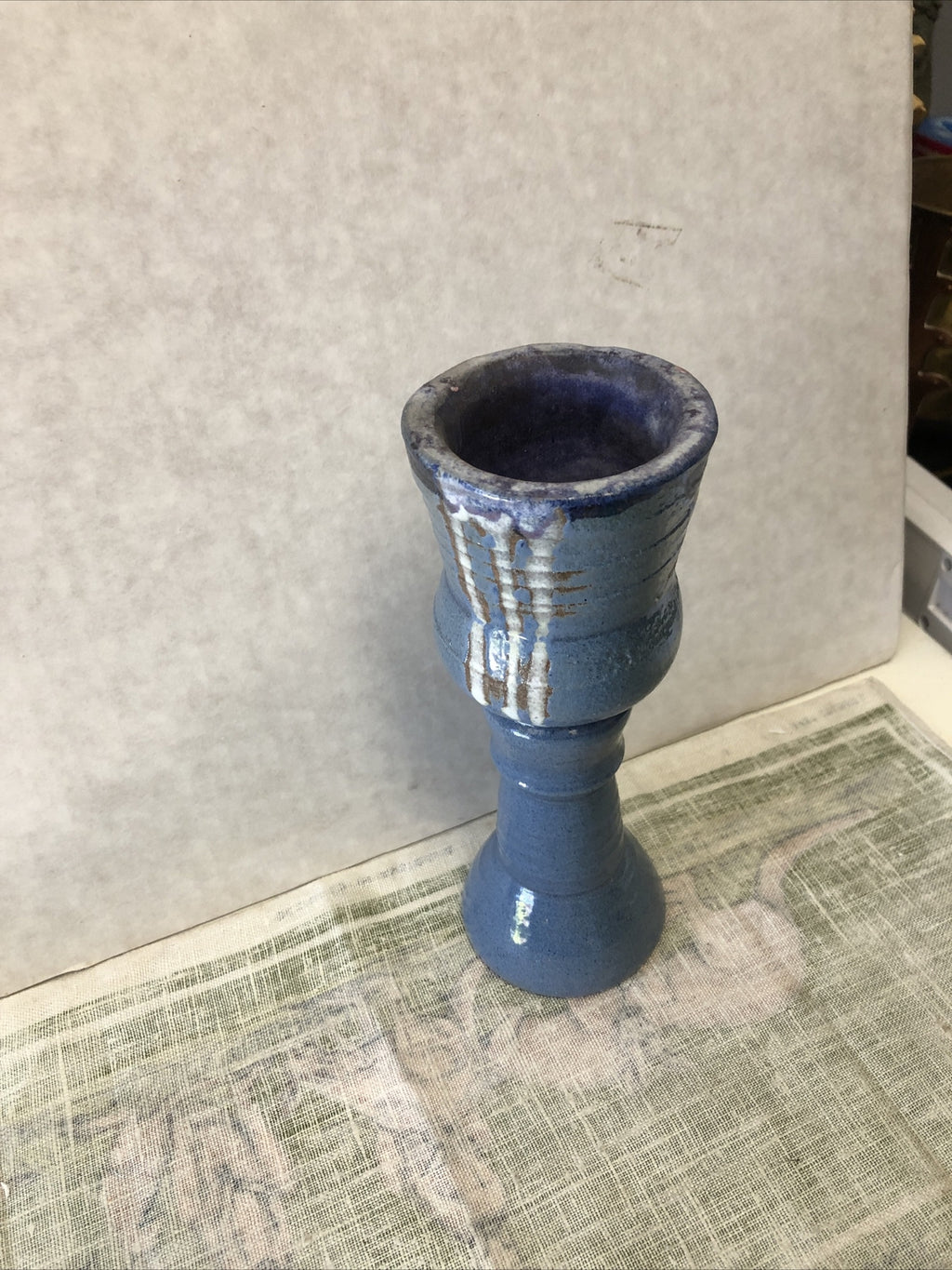 Vintage Pottery Candle Holder 8”x3”6