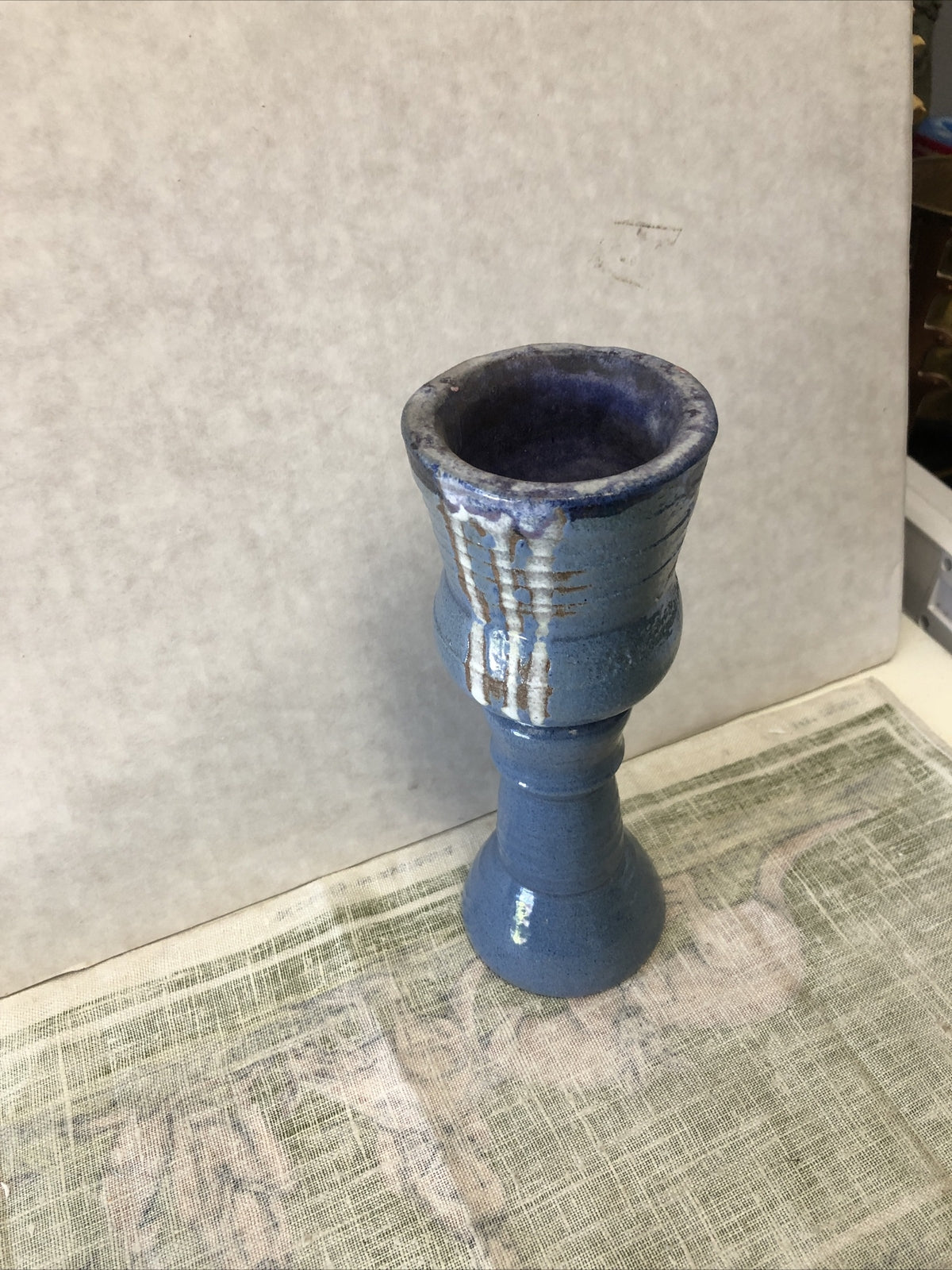 Vintage Pottery Candle Holder 8”x3”6