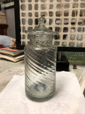 Vintage Clear Swirl Glass Canister With Lid Candy Jar 7.5”x3”0