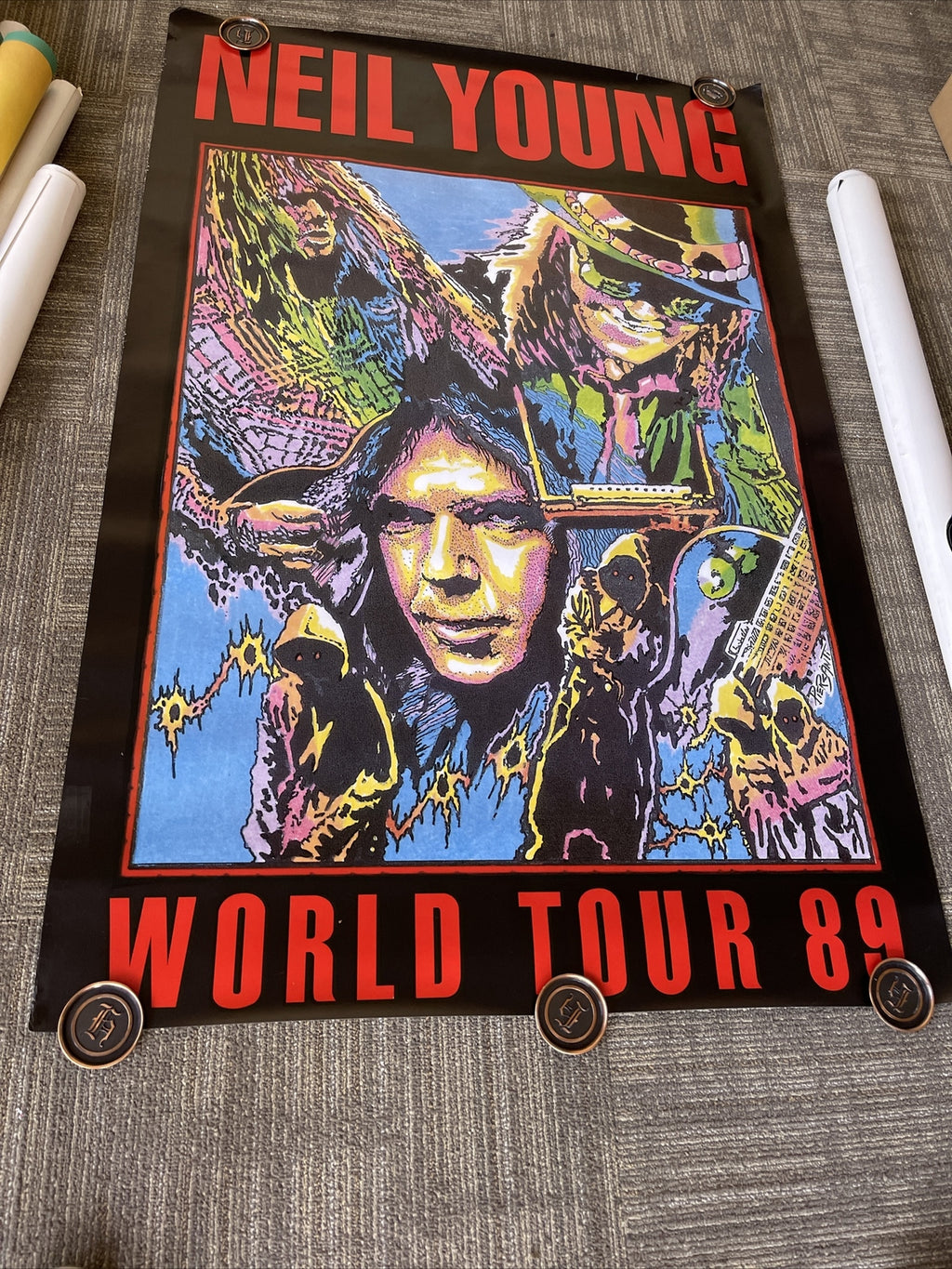 1989 Neil Young  World Tour huge promo Poster Subway Record Store 60x40 RaRe 3610