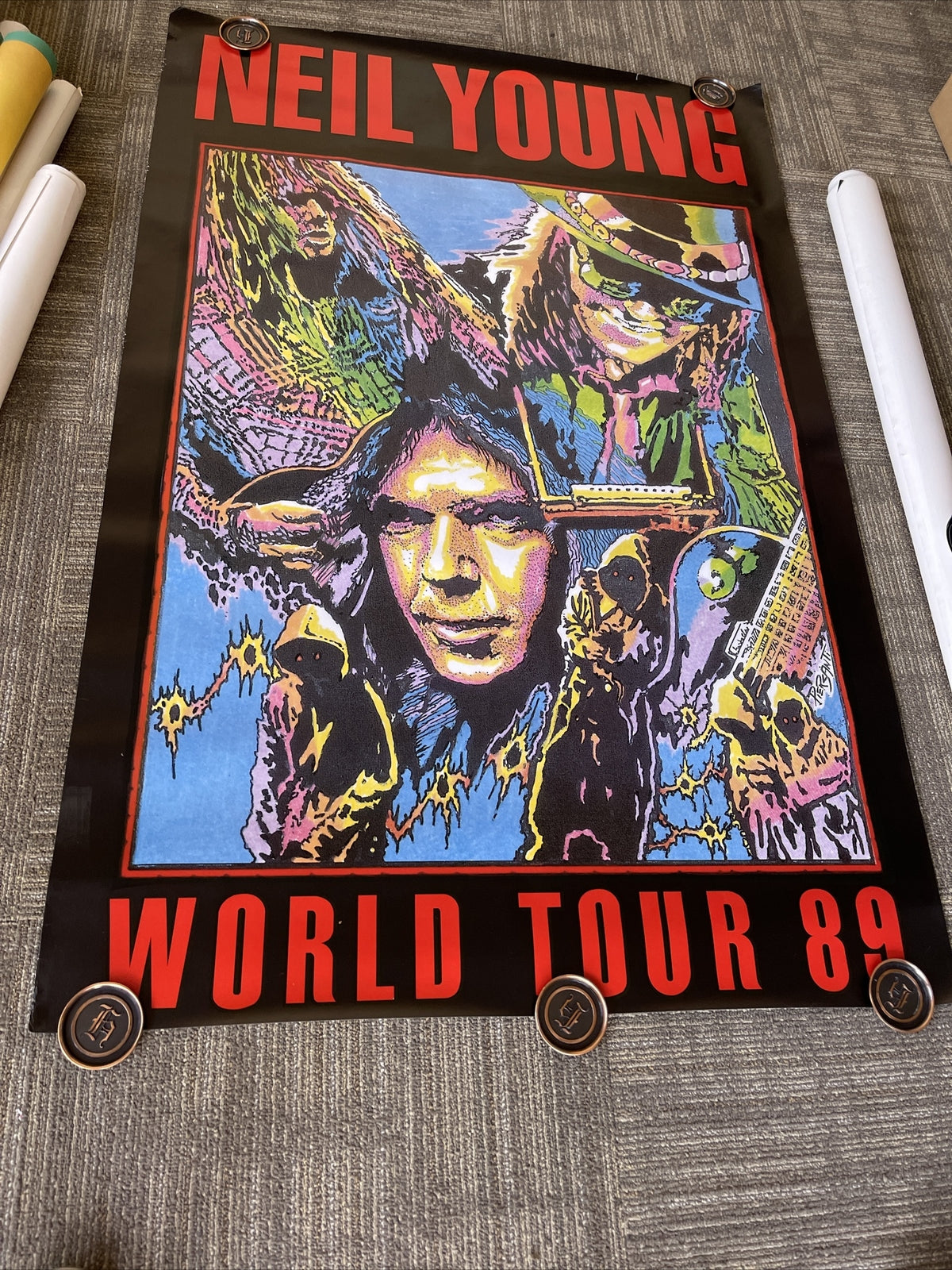 1989 Neil Young  World Tour huge promo Poster Subway Record Store 60x40 RaRe 3610