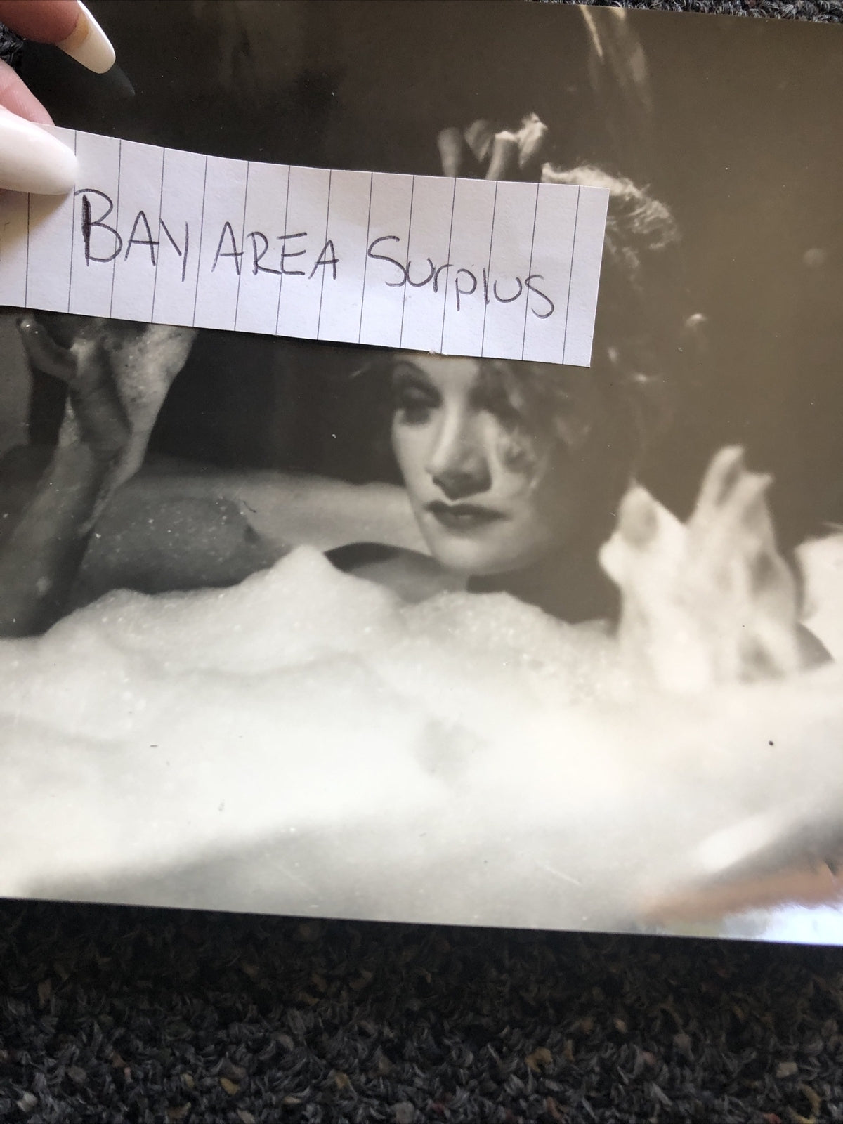RARE Original Photo Of Marlene Dietrich Glamour Shot 6.5x6” Taking A Bubble Bath2
