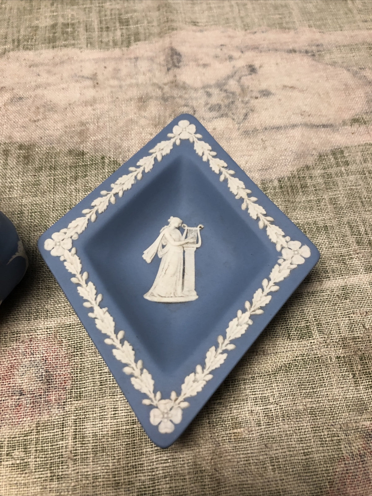 Vintage Wedgwood Trinket Dish Trinket and Small Vase Blue Jasperware1